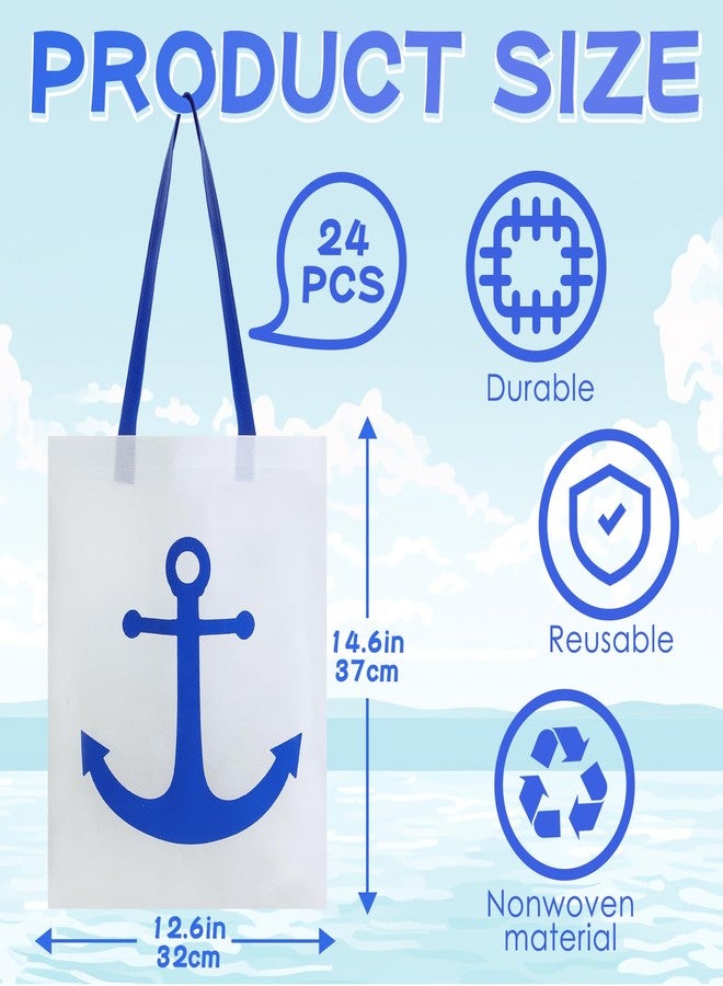 Bulyoou 12 Pcs Anchor Bags Summer Cruise Gift Bags Large Nautical Totes Gift Exchange Ideas Non Woven Totes for Cruise Wedding Party - Image 4